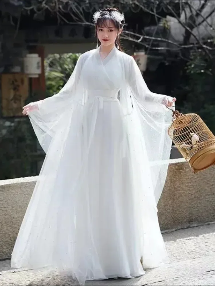 Original Hanfu Women's Clothing New Summer Ancient Costume Annual Meeting Dance Performance Costume Female Sweet Slim Hanfu