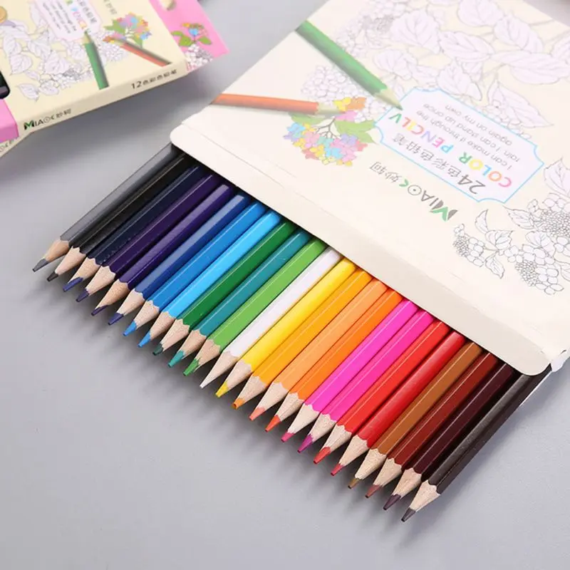 Drawing Colored Pencil for Kids Stationery Set 12-24 Color Graffiti Sketch Colors Pencils Children's Art Painting Coloring Pen