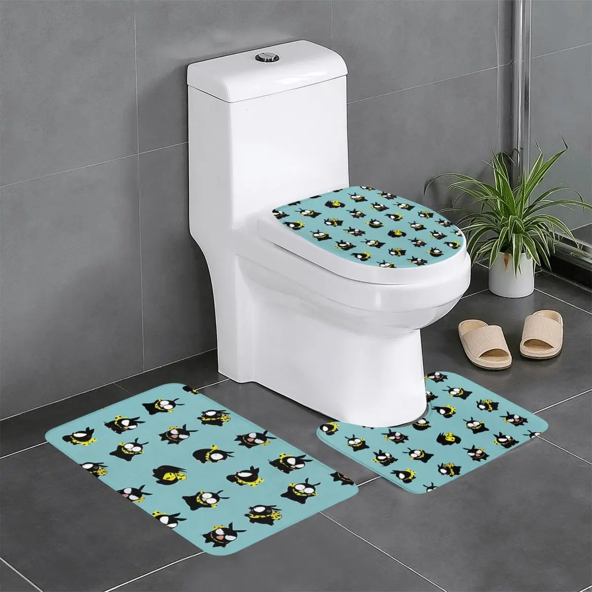 P Chan Ranma 3 Pcs Bath Mat Bathroom Set Toilet Lid Cover Home Decor Non-Slip Carpet Floor Rug
