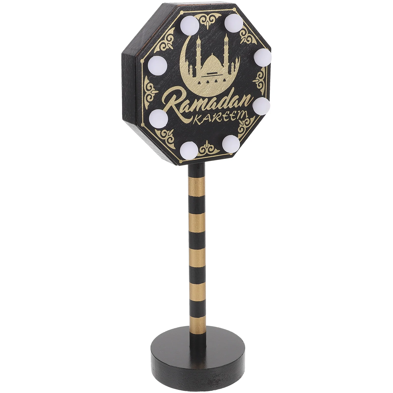 

Middle East Festival LED Octagonal Road Sign Lamp Ramadan Desk Light Ramadan Eid Table Decoration Eid Mubarak Wood Lamp