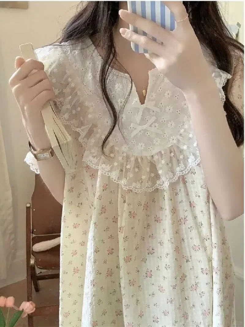 Womens Floral Sleeping Dress Lace Pajama