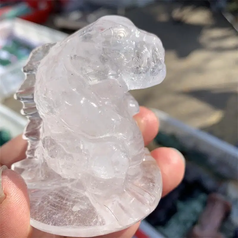 

Natural Clear Quartz Cartoon Monster Carving Healing Fengshui Stones Reiki Gifts Home Decoration 1PCS