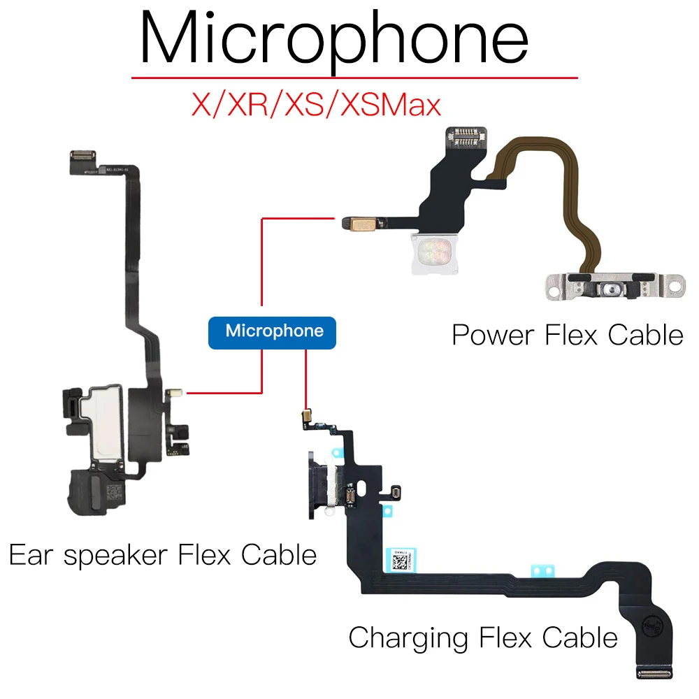 Microphone ProblemSolution For iPhone X XR XS Max Ear Speaker Charging Dock  Power Button Flex Cable Replacement