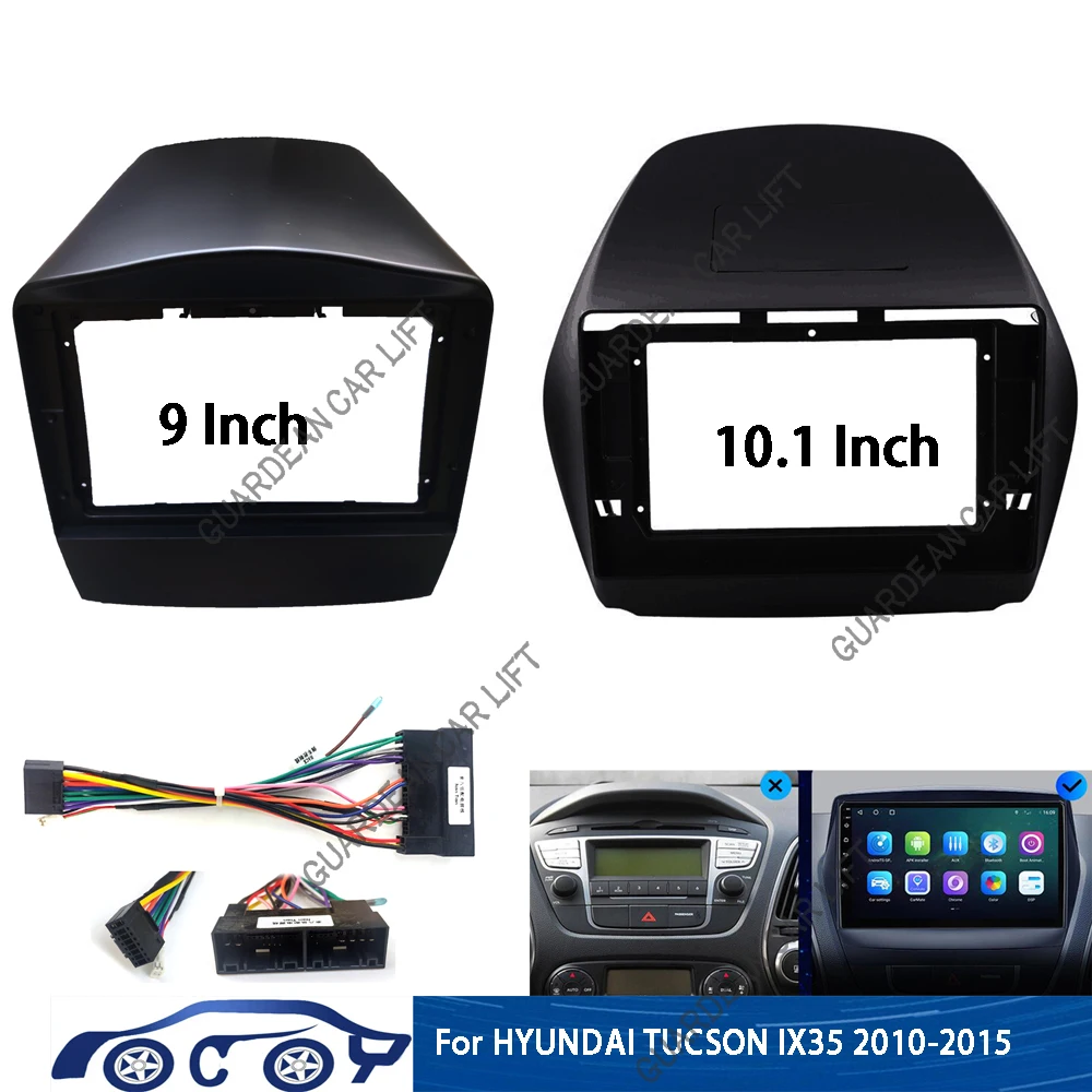 10.1 / 9 inch Car DVD Frame Audio Dash Trim Kits Facia Panel Radio Player screen 2 Din  For HYUNDAI IX35 2011-2017Trim Kits