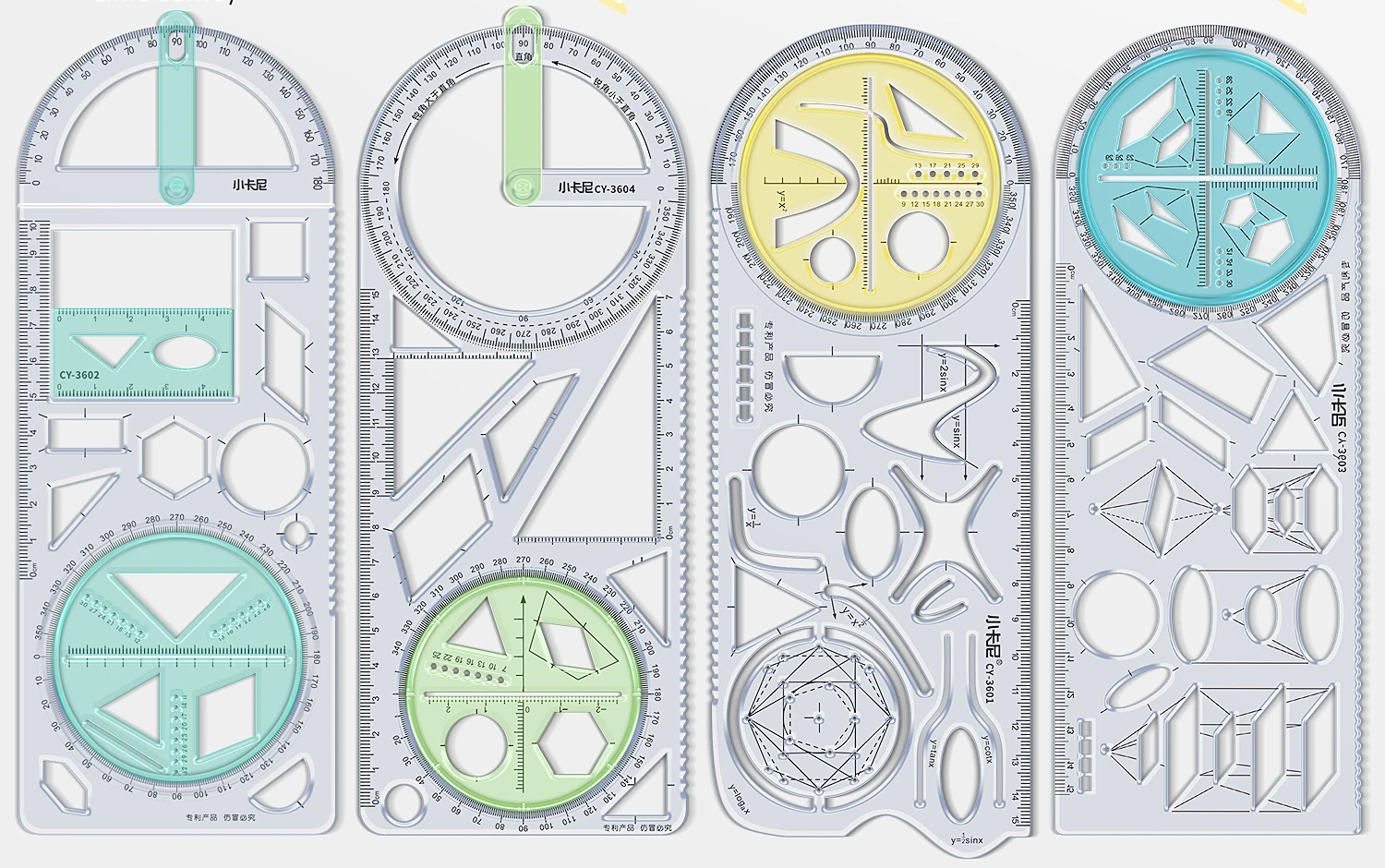 Multifunctional Function Drawing Ruler Student Geometry Parabola Graph Template Can Be Rotated