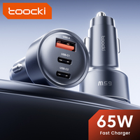 Toocki 65W USB Car Charger Type C 3 Ports Fast Charge PPS PD 3.0 QC USB C Car Phone Charger For iPhone 16 Xiaomi Huawei Samsung