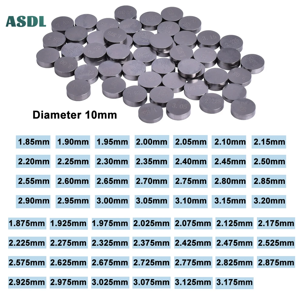 3pc/5pc/55Pcs Motorcycle Engine Parts Adjustable Valve Pad Shims Diameter 10mm Complete Valve Shim Cams 1.85-3.20 1.875-3.175