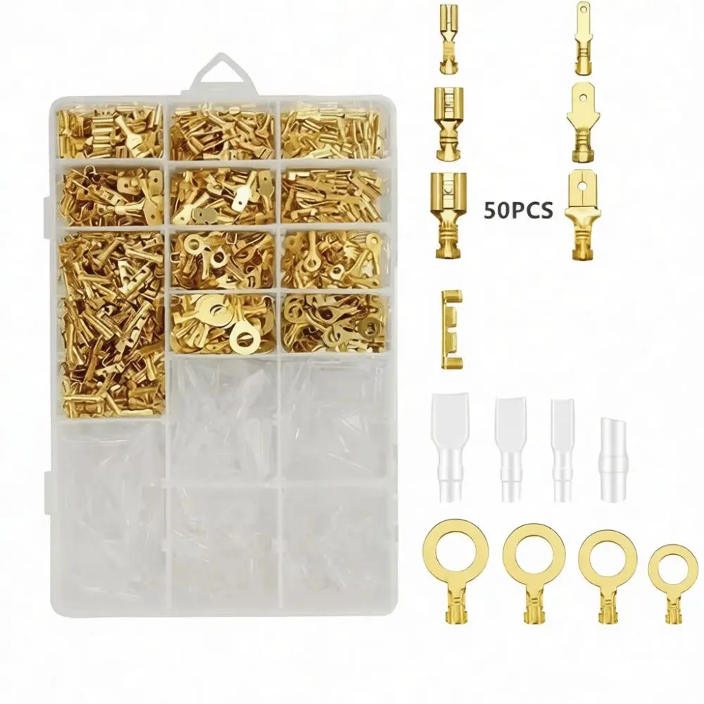 Crimping Spade Terminal Connector Assortment Kit Electrical Wire Faston Crimp Plug Insulated Automotive Repair Tool Hardware