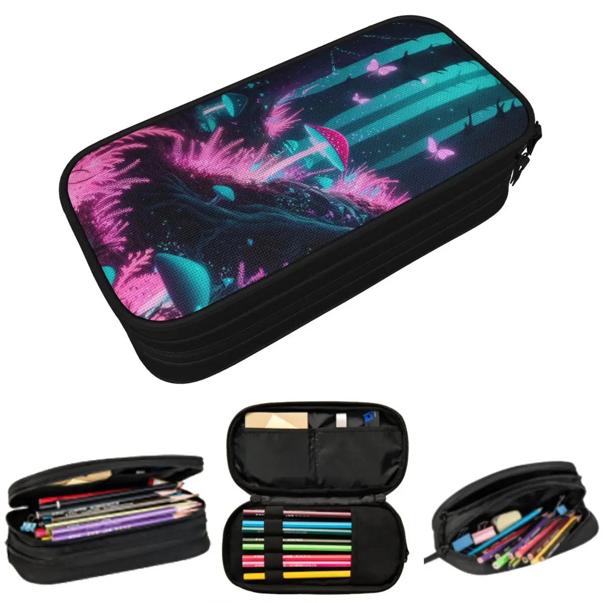 

Флуоресцентный пенал «Волшебный лес» для студентов, подарочная коробка для ручек, сумка для карандашей, канцелярские принадлежности, сумка-органайзер для ручек