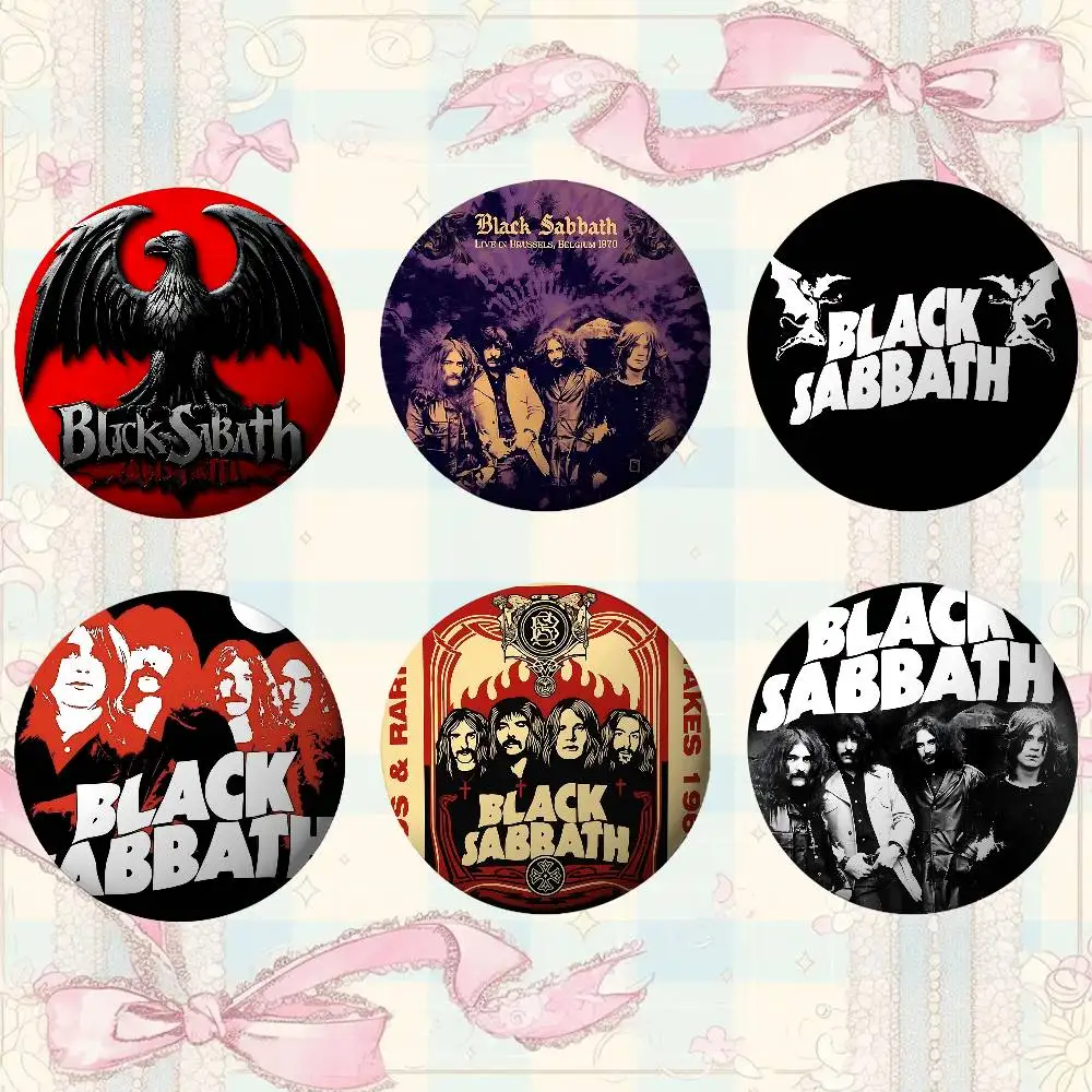 Band B-BLACK S-SABBATHS Broschen, stilvolle Ornament-Pins, exquisite runde Abzeichen, Taschenzubehör, Schmuck, Geschenke