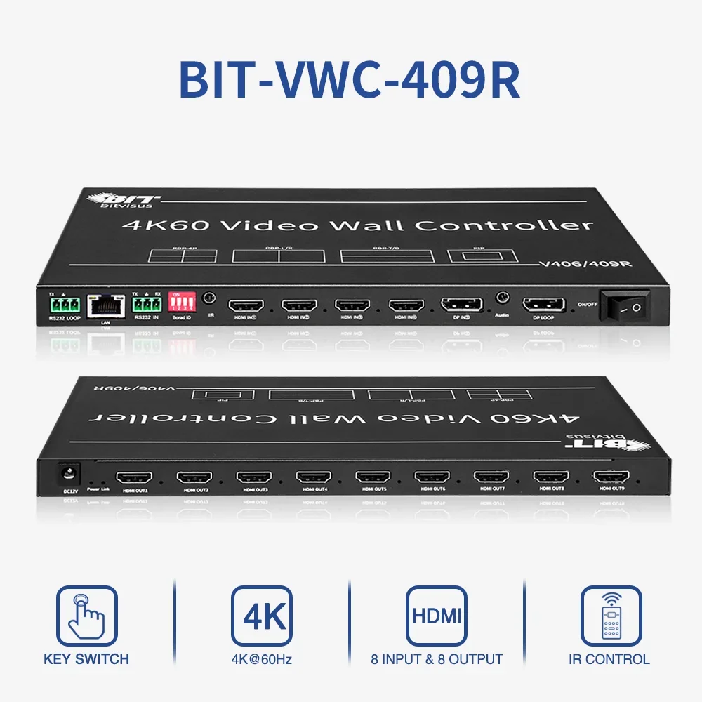 Wholesale 4K 9-Port Rs232 Control Splicing Processor 3X3 2X4 4X2 2X3 Tv Video Wall Controller