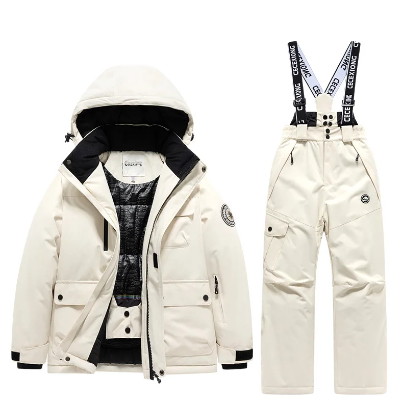 بدلة ثلج شتوية للأطفال - مجموعة ملابس سميكة للأطفال الأولاد والبنات مكونة من قطعتين بدلة ثلج للأطفال وسترة وسراويل #5