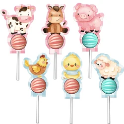 18PCS Farm Animal Lollipop Cards Carton Candy Paper Holders For Kids Baby Shower Happy Birthday Party Candy Packaging Supplies