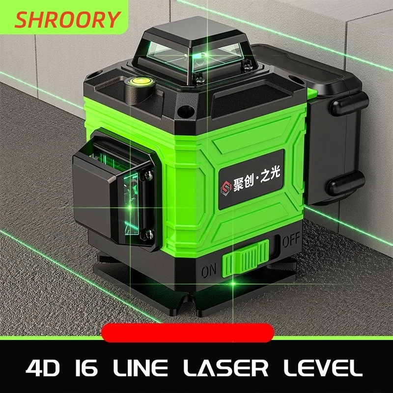 4D 16/12 Lines Laser Level Green Line SelfLeveling 360 Horizontal and Vertical Super Powerful Laser Level Green Beam Laser Level