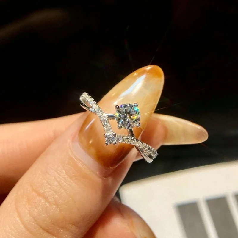 

GRA 0,5 карата настоящий муассанит с бриллиантами, кольца с короной принцессы для женщин, стерлинговое серебро 925 пробы, юбилей, высокое качество, ювелирные изделия