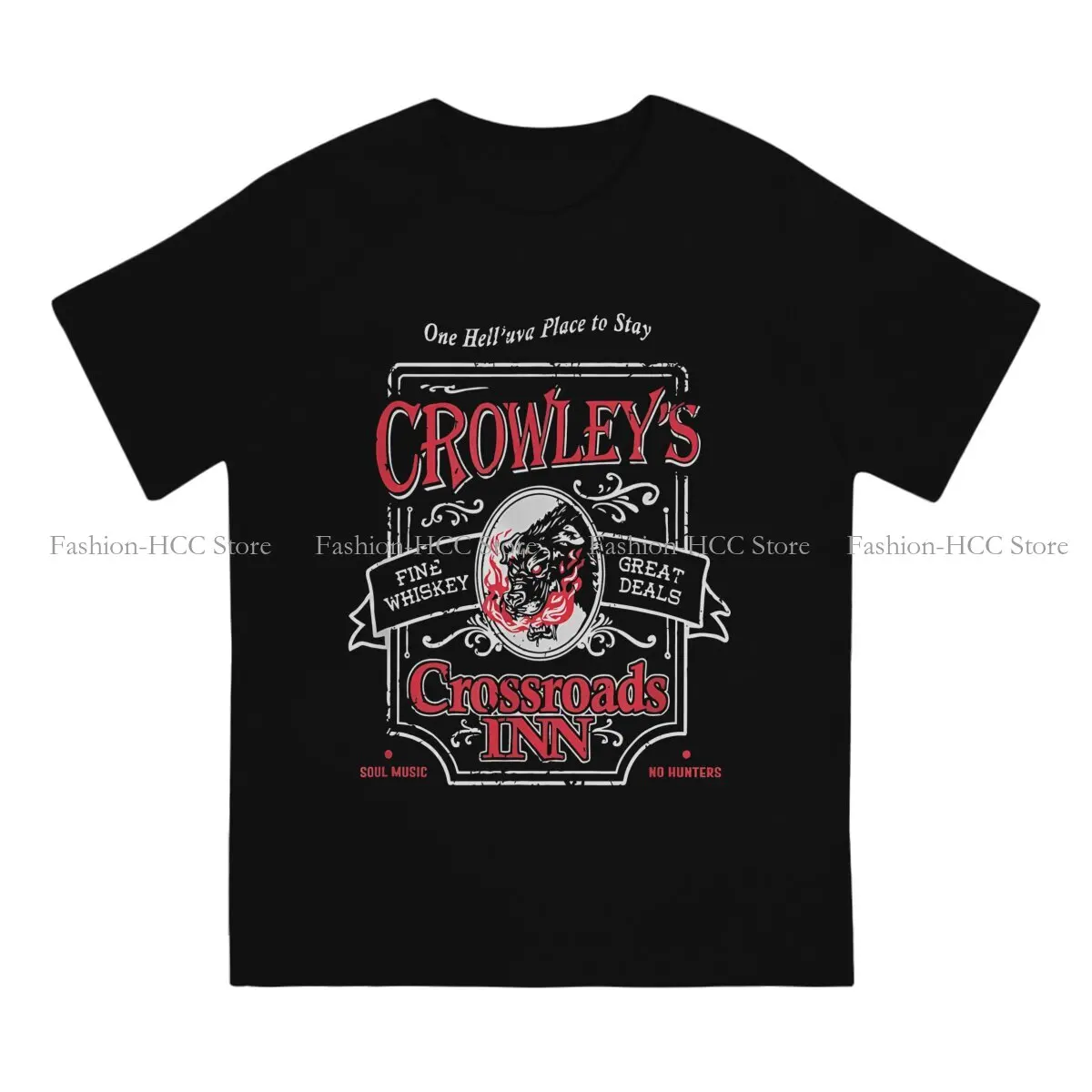 Crowley\'s Crossroads Inn Casual TShirt Dean Winchester Supernatural Printing Streetwear Leisure T Shirt Men