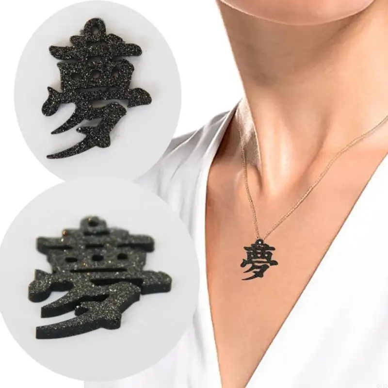 Crystal Epoxy Resin Mold Chinese Characters Earrings Pendants Casting Silicone Mould DIY Crafts Jewelry Making Tools