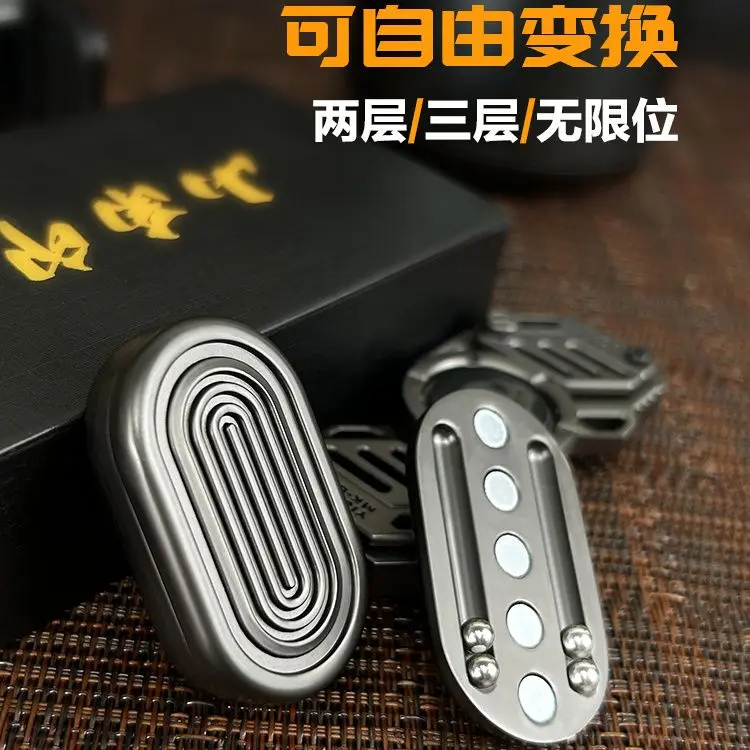 Metal Magnetic Three-Layer Snap Coin Push Card Unlimited Fidget Slider EDC Fidget Spinner Toy ADHD Tool Anxiety Relief Toy Gift