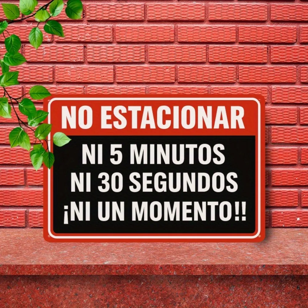 Panneau en métal amusant « No Estacionar Ni 5 Minutos » en espagnol, plaque décorative murale rétro 