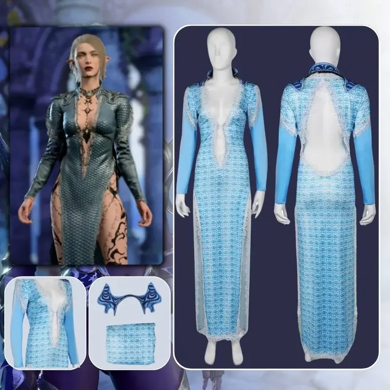 Baldurs Cos Gate 3 Shadowheart Cosplay Wavemothes Robe Costume Disguise Adult Women Outfit Fantasia Halloween Carnival Suit