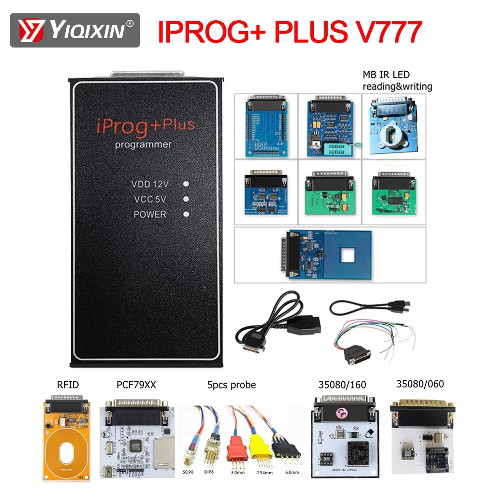 

IPROG+ Plus V777 Key Programmer Tool 3in1 Full Adapters Support IMMO/Airbag Reset Replace Tango CarProg Digiprog3 Car Diagnostic