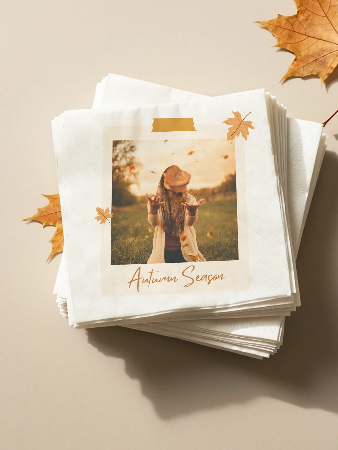 Personalized Paper Napkins for Autumn Custom Napkins of Your Photo Disposable Napkins for Welcome Autumn Party Baptism