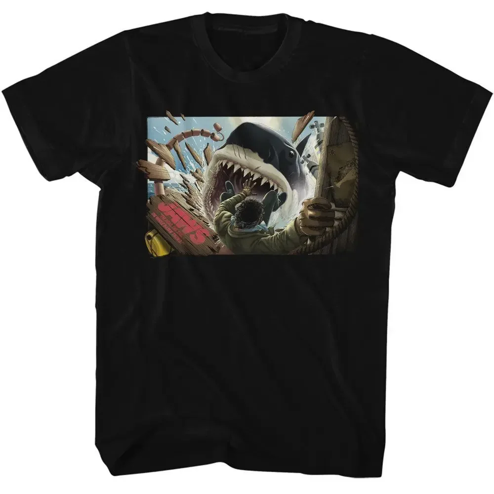 Jaws Man Falling In Shark Mouth Movie T Shirt