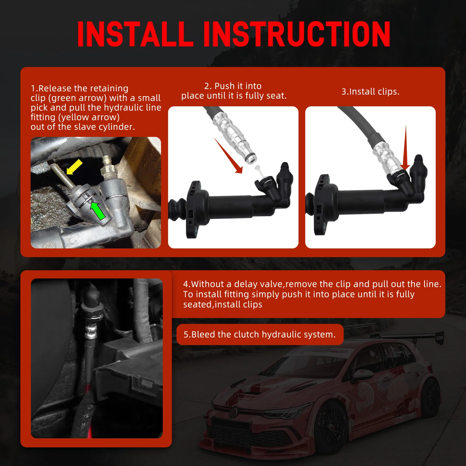 For 5-Speed Manual Trans Clutch Hose w/CNC Fittings LHD For Audi A3 8P For VW For Golf 6 For Jetta For Passat CC For Seat Leon