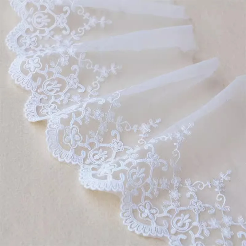 (1 yards/roll) White lace fabric 2024 high quality mesh embroidery accessories Barbie doll material handmade DIY wedding dresses