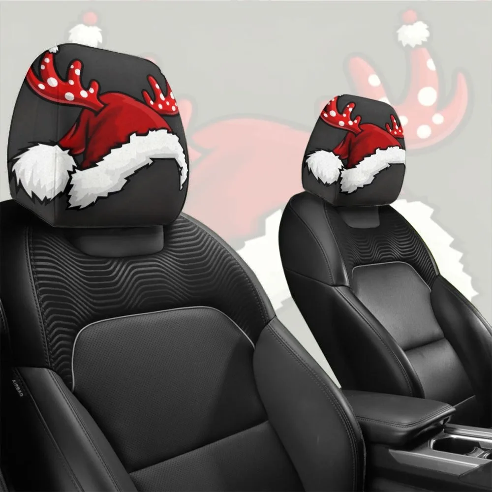 2-Pack Cute Reindeer Antler Print Car Headrest Covers, Simple and Stylish, No Filling, Easy to Install, Washable, Suitable for Holiday Road Trips, Couple Dates, Exquisite Decoration, Adds Fun, Perfect Gift for Family and Friends, Holiday Throw Pillows, Best Car Seat Cushion Gift, Home Throw Pillows, Car Decorative Throw Pillows, Halloween, Christmas Gifts
