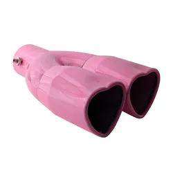 1Pc Universal Double Outlet Heart-Shaped Tail Throat Automotive External Modification Accessory Car Exhaust Pipe Muffler
