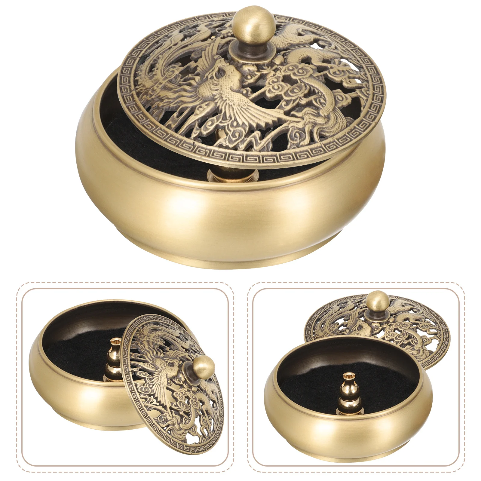 

Brass Incense Burner Censer Vintage Chinese Style Desktop Decoration Home Brass Ornament Incense Holder for Living