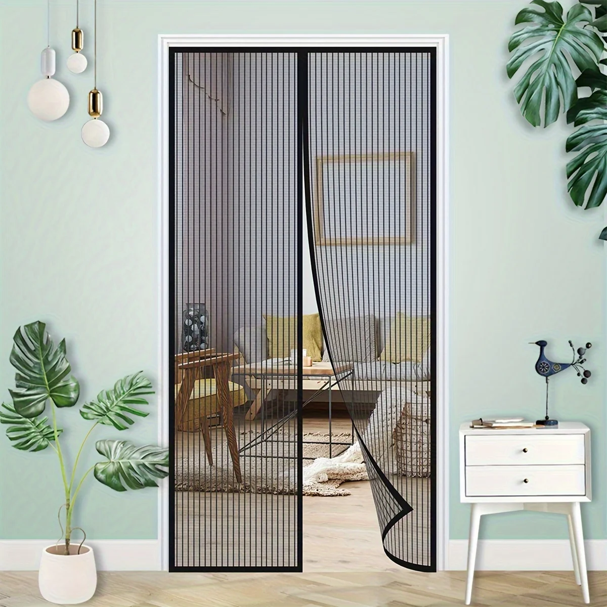 Fly Screen Door Minimalist Decor Breathable Mesh Fabric Door Curtains Suitable for All Seasons Ideal for Front/Back Doors