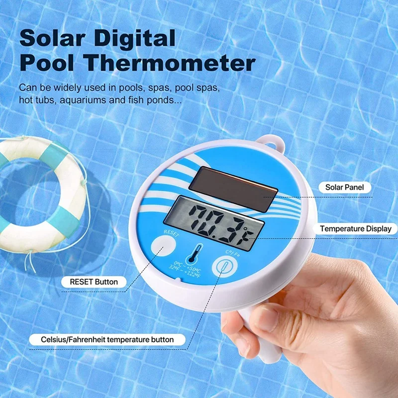 Zwembadthermometer, Zwembadthermometer, Zonne-Energie Zwemwaterthermometer