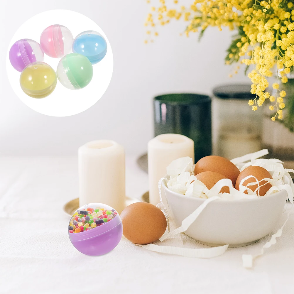 

50pcs Macaron Color Shells Fillable Empty Balls Candy Storage Display Capsules Party Favors Bulk Plastic Packaging