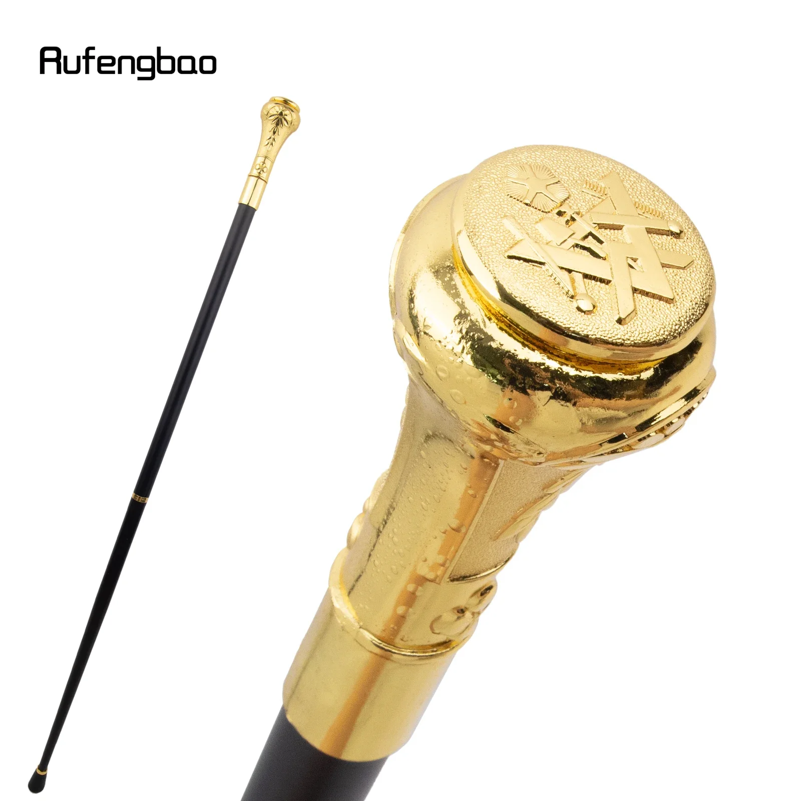 Golden Freemasonry Freemasons Flower VG Totem Walking Cane Fashion Walking Stick Gentleman Crosier Knob Walking Stick 93cm