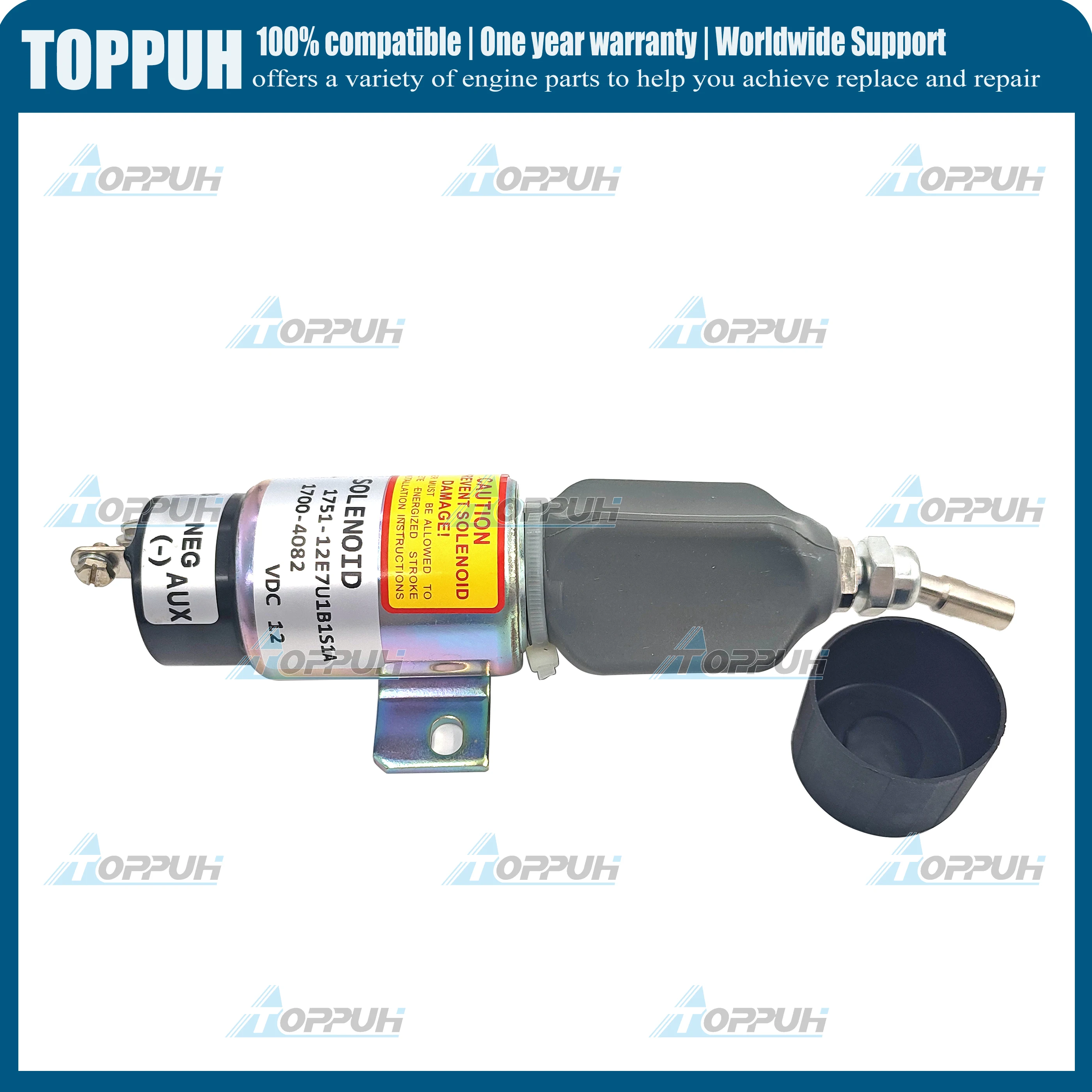 TOPPUH 12V Fuel Shutdown Solenoid Valve 1700-2507 1751-12E7U1B1S1A