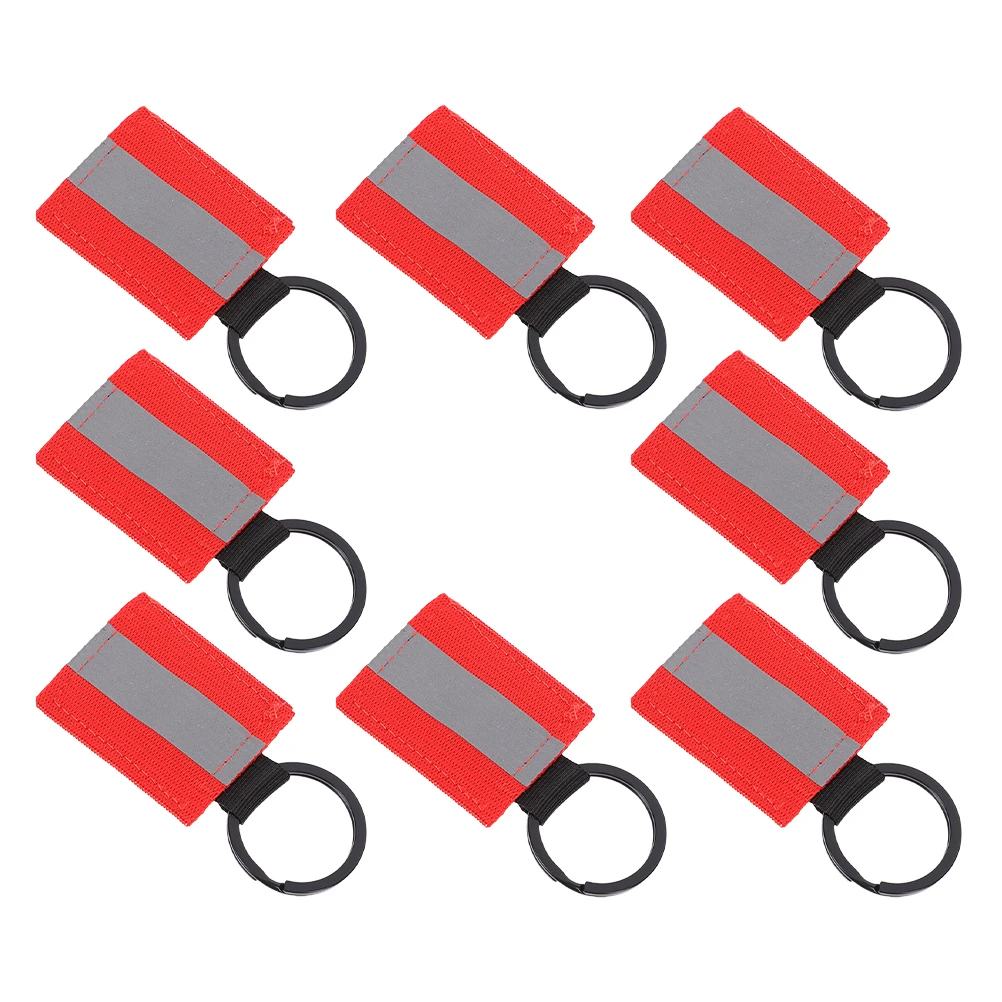 

8pcs Reflective Keychain Tags High Visibility Safety Reflectors Durable Aluminum Alloy Nylon For Backpack Handbag Key Rings
