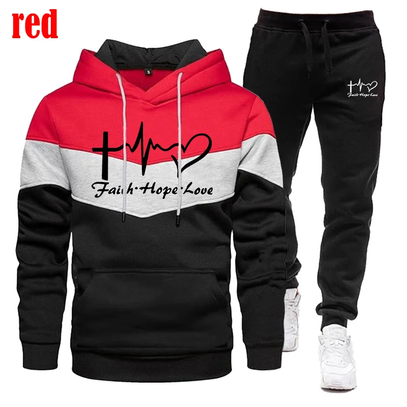 Men's Tracksuit Trend New Hooded 2 Pieces Set Hoodie Sweatshirt + Sweatpants Sportwear Jogging Outfit Man Clothing