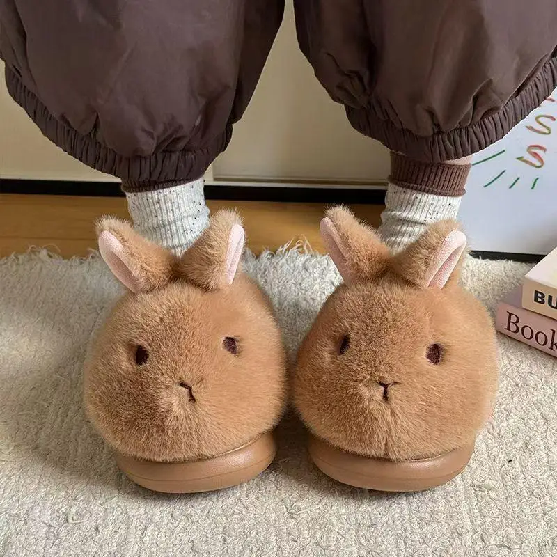 Niedliche Hasen-Hausschuhe mit Flauschigem Fell für Damen, Winter 2026, Bequeme Warme Plüsch-Hausschuhe mit Rutschfester Sohle, Liebliche Cartoon-Mädchen-Schuhe – Detail 5