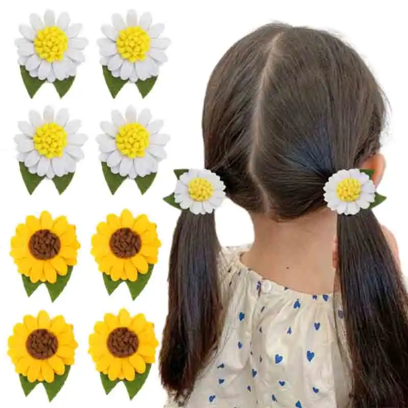 

ncmama Sunflower Hair Clips Cute Flower Hairpins for Baby Girls Creative Handmade Hair Pins Barrettes Headwear Hair Accessories