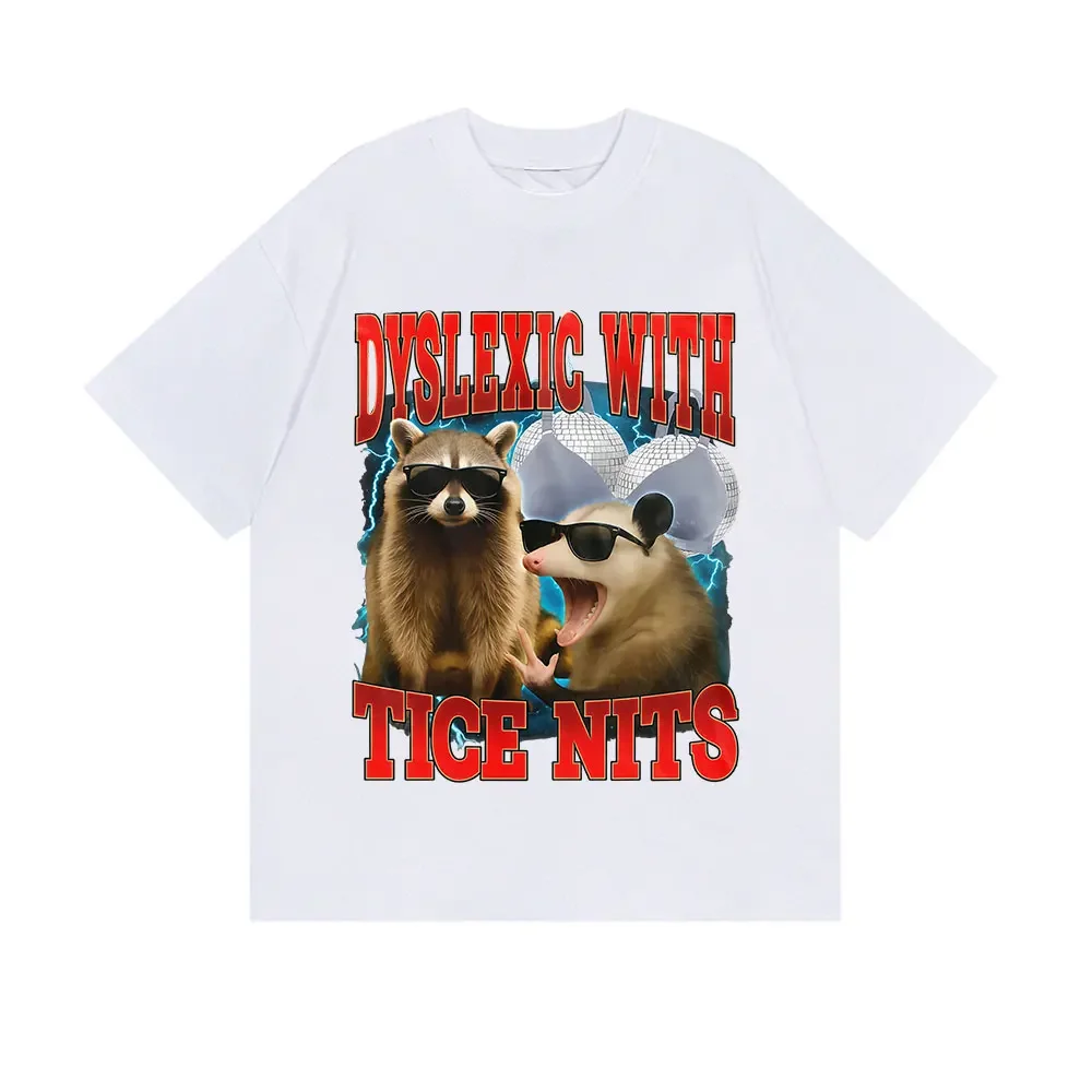 

Дислексический с рисунком нитков, винтажный графический кот, забавный юмор с рукавами в стиле Харадзюку, летняя уличная одежда, эстетичная одежда с рукавами в стиле Харадзюку