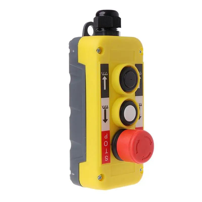 

Electric Crane Remote Control Push Button Emergency Stop Switch Rainproof UP Down Hoist Switch Wear-resistant Durable