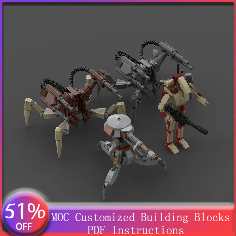 601 PCS Space War Model Obscure Droid Pack 2 MOC Customize Modular Building Block Simple Design Popular DIY Assembly Toy Gift