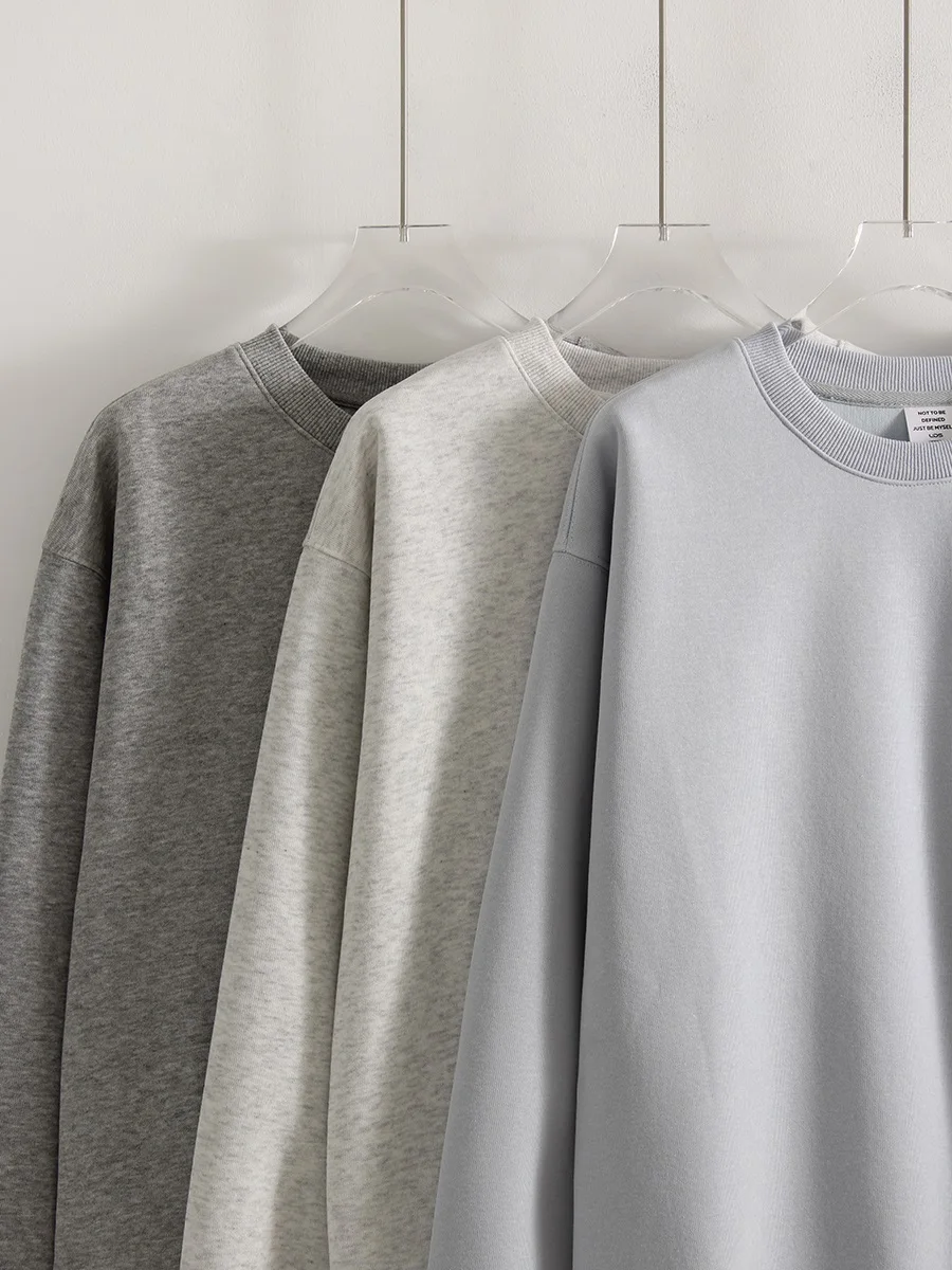 Streamgirl Loose Sweatshirt Women Autumn Basic Plain Sport Cotton Pullover Casual Navy Blue Women Sweatshirts High Quality Tops