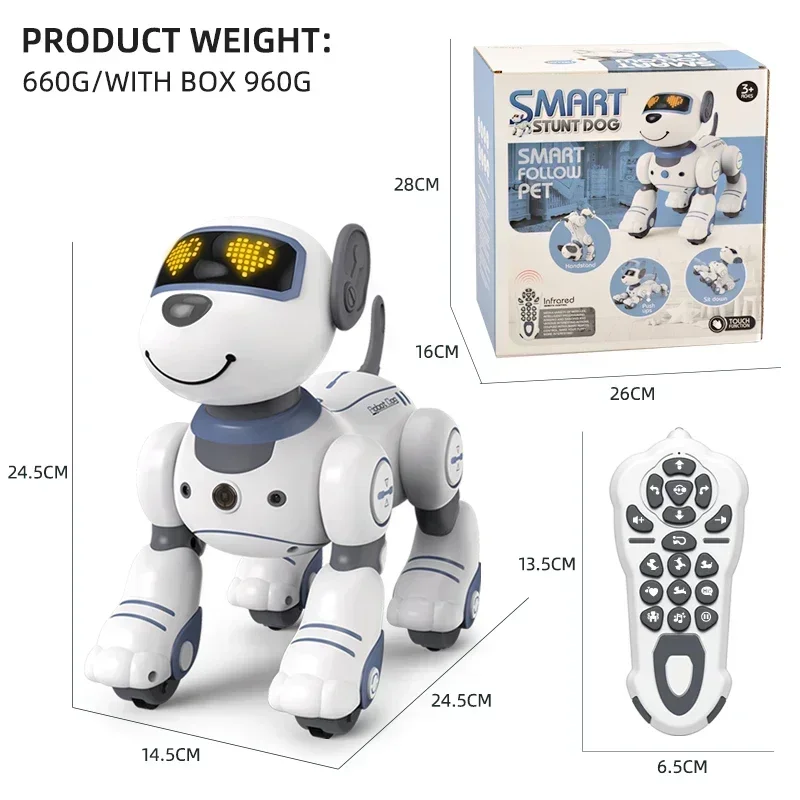 Hot Funny RC Robot Electronic Dog Stunt Dog Voice Command Programmable Touch-sense Music Song Robot Dog for Children\'s Toys Car