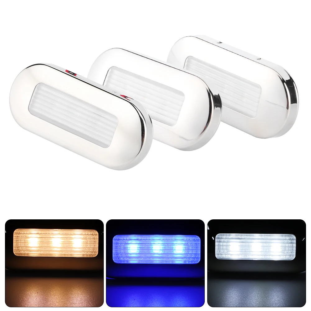 Luci a LED per camper, luce di cortesia per passerella a LED 12V CC forma ovale 3 perline lampada IP67 impermeabile per camper per barche marine