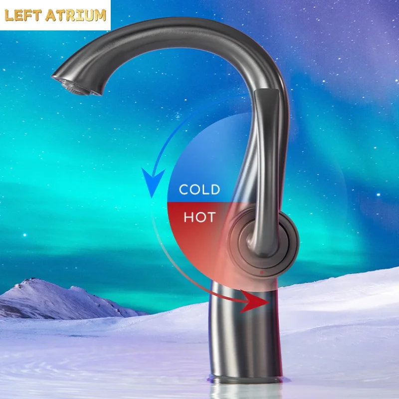 Swan Shaped Faucet Single Handle Hot Cold Mixer Tap Brass Basin Faucet Rose Gold White