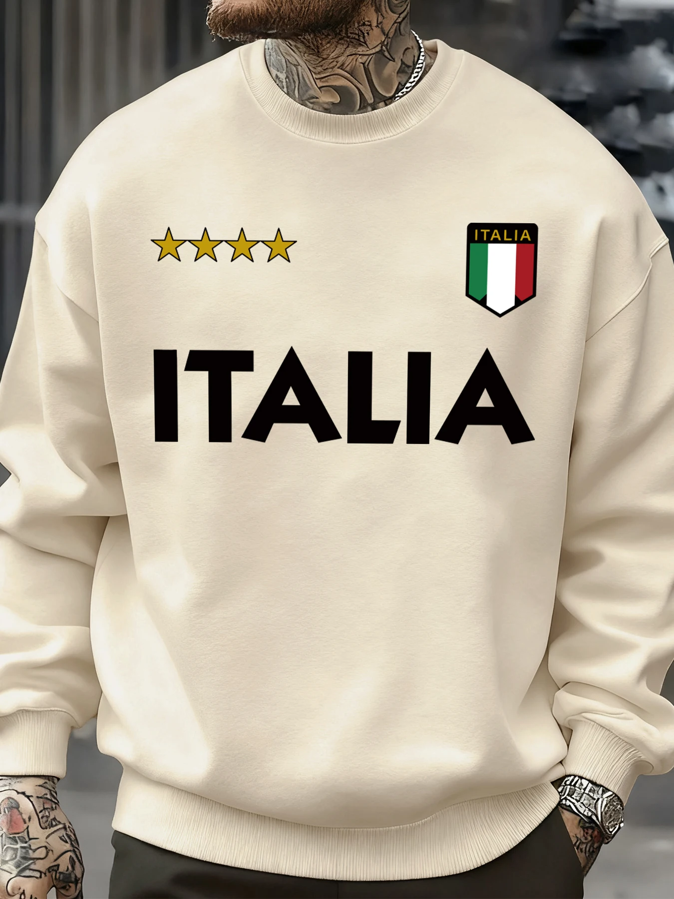 إيطاليا العلم الإيطالي تصميم البلوز الرجال الخريف ملابس رياضية كبيرة الحجم البلوفرات الشارع ملابس عصرية بلايز عادية خمر
