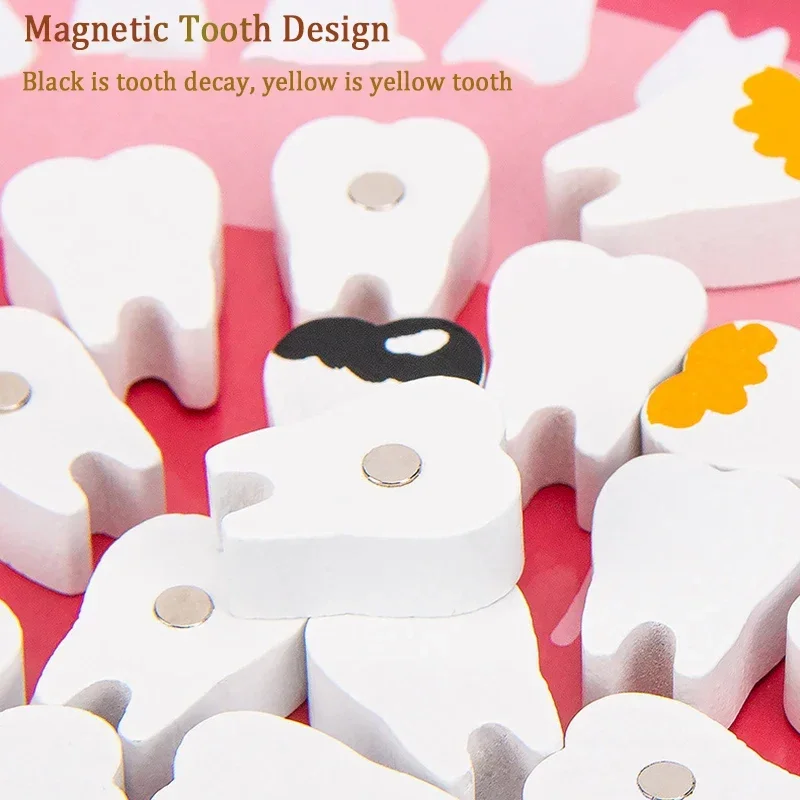 Kids Early Education Dentist Play Set-Wooden Doctor Role-playing Toy Stethoscope Dental Medical Kit for Children’s Pretend Play